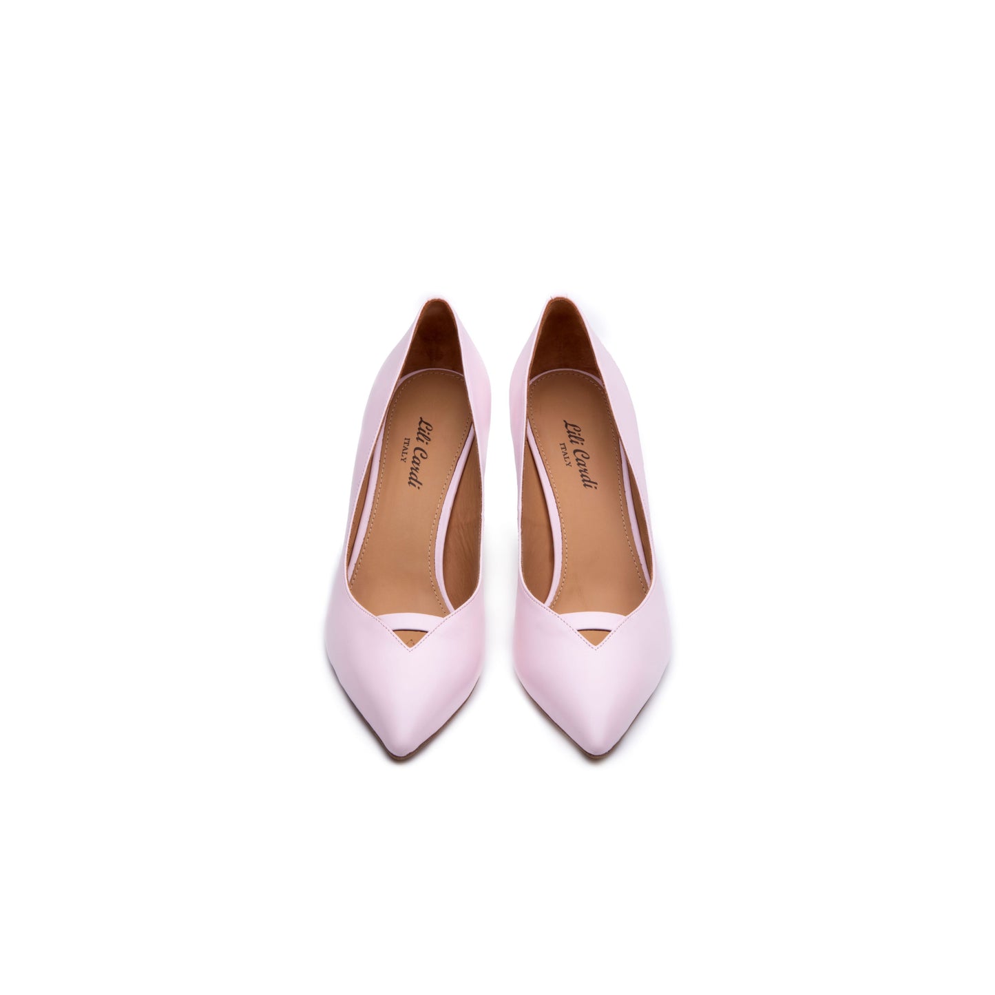 Fifi 3" Calf Leather Pointed-Toe Pumps Pair in Blush Pink from Top