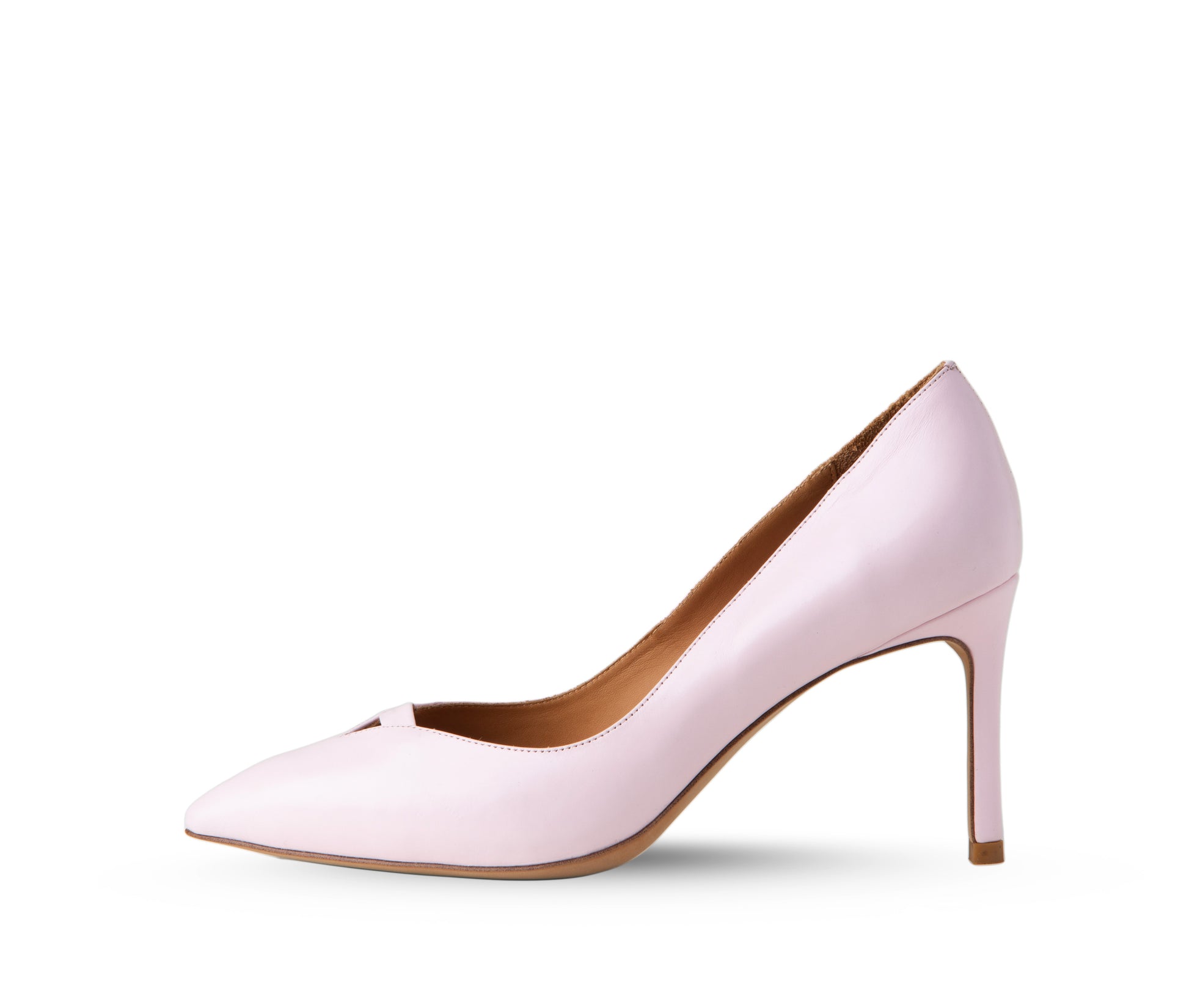 Fifi 3" Calf Leather Pointed-Toe Pumps in Blush Pink
