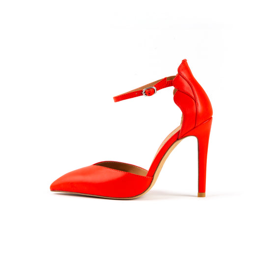 Lola 112 mm Red Strappy High Heels Calfskin Leather Ankle Strap Heels