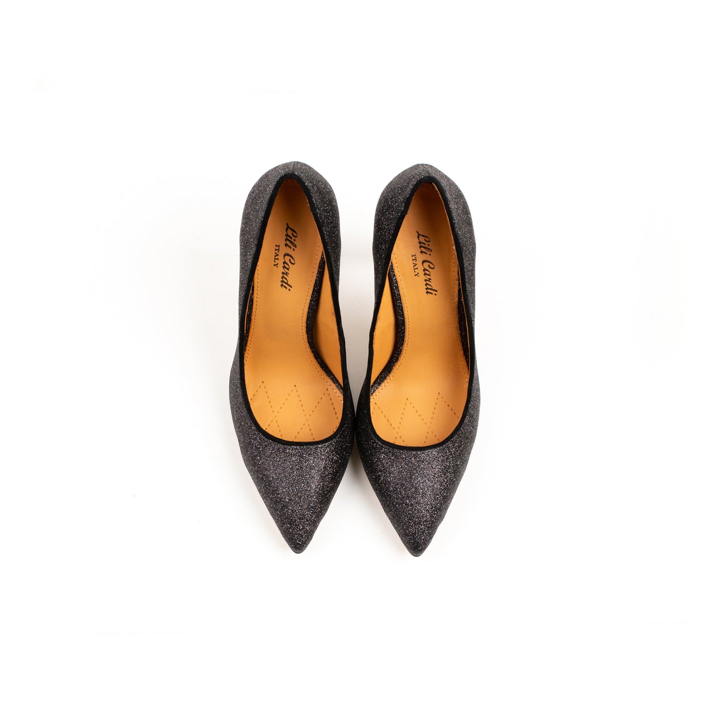 Pigalle 112 mm Multicolor Black Pointed Toe Heels Deep Vamp Glett Leather Pair from Top