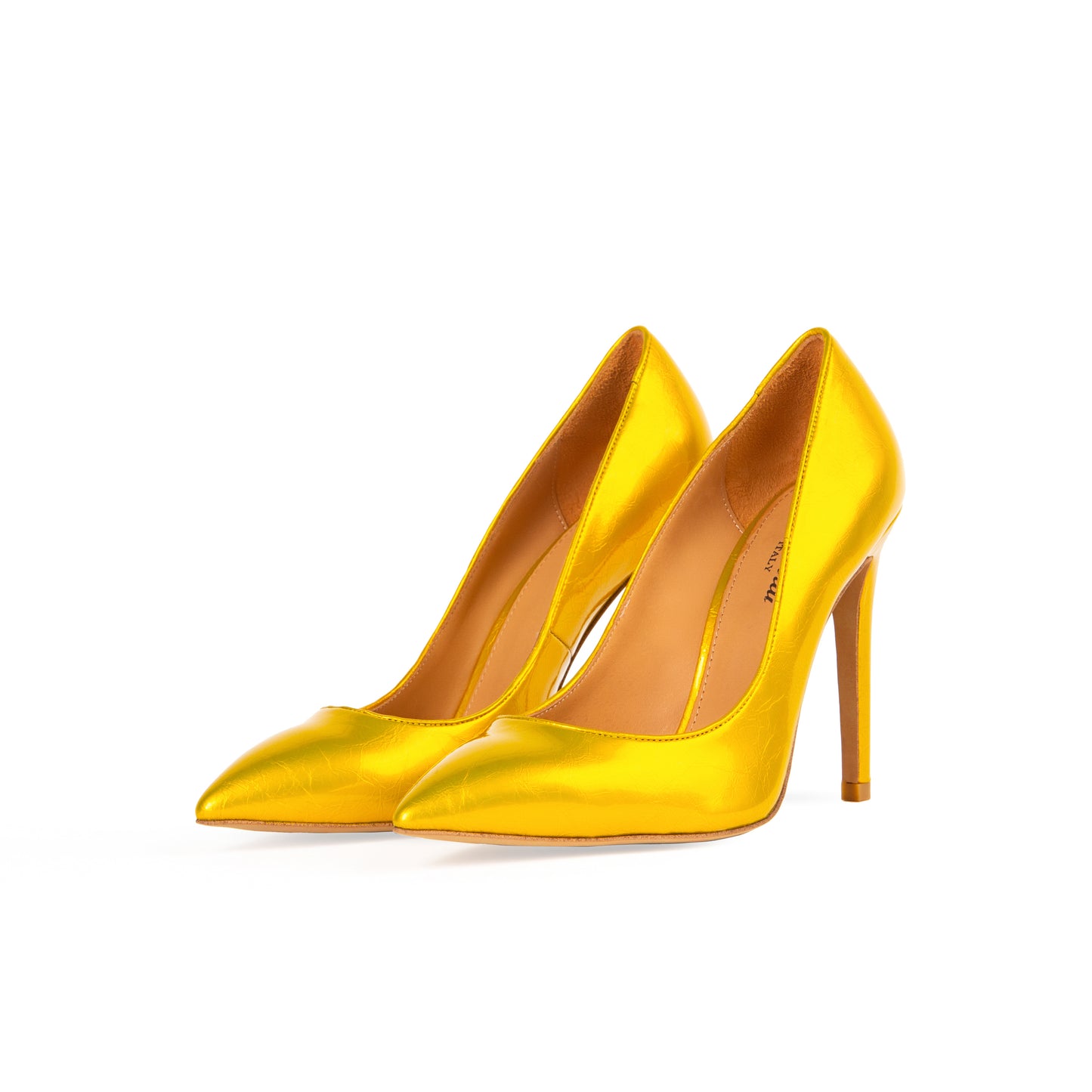 Pigalle 112 mm Yellow Pointed Toe Heels Deep Vamp Patent Leather Pair