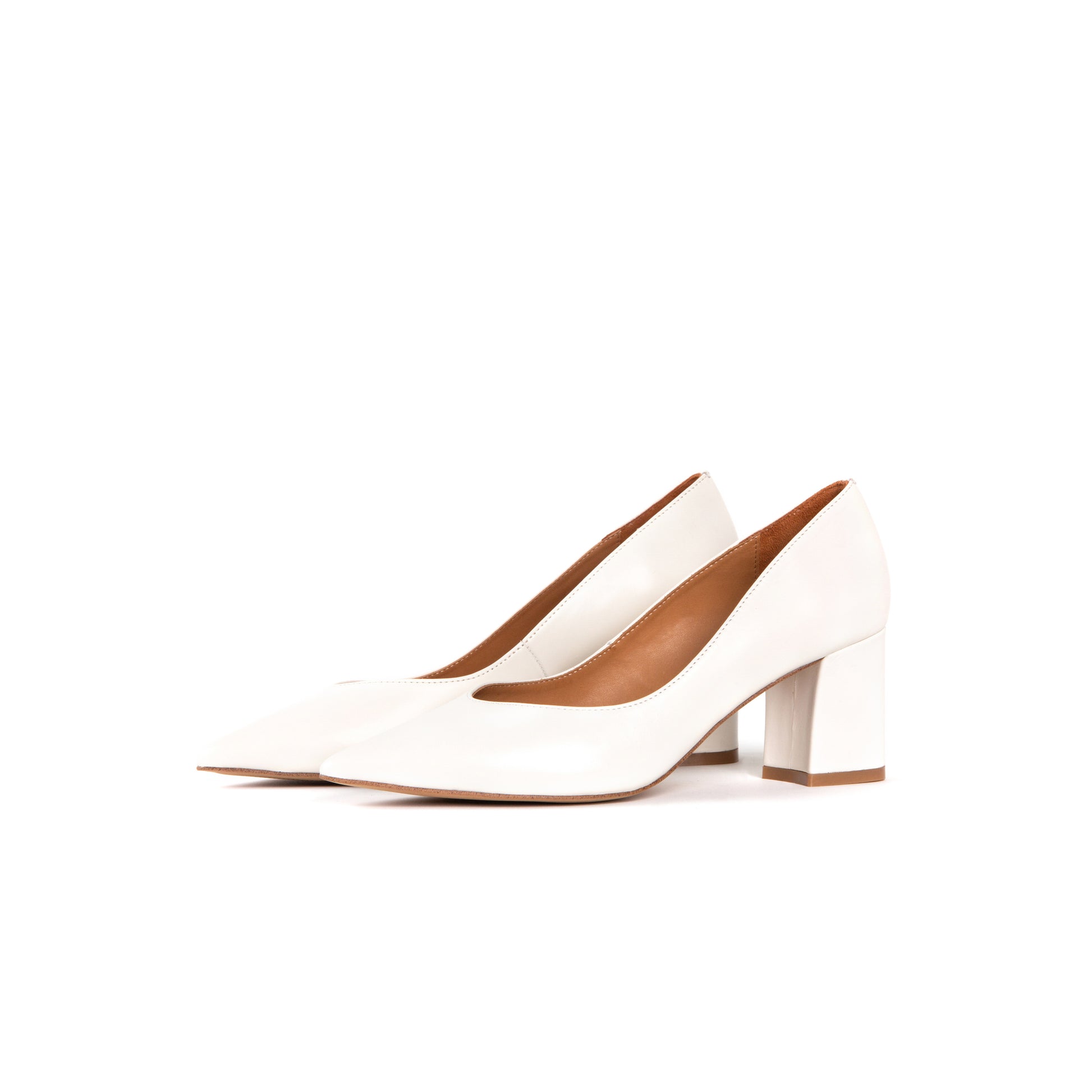Toscana 77 mm Calfskin Leather Pointed Toe Classic Pumps - Pair in White