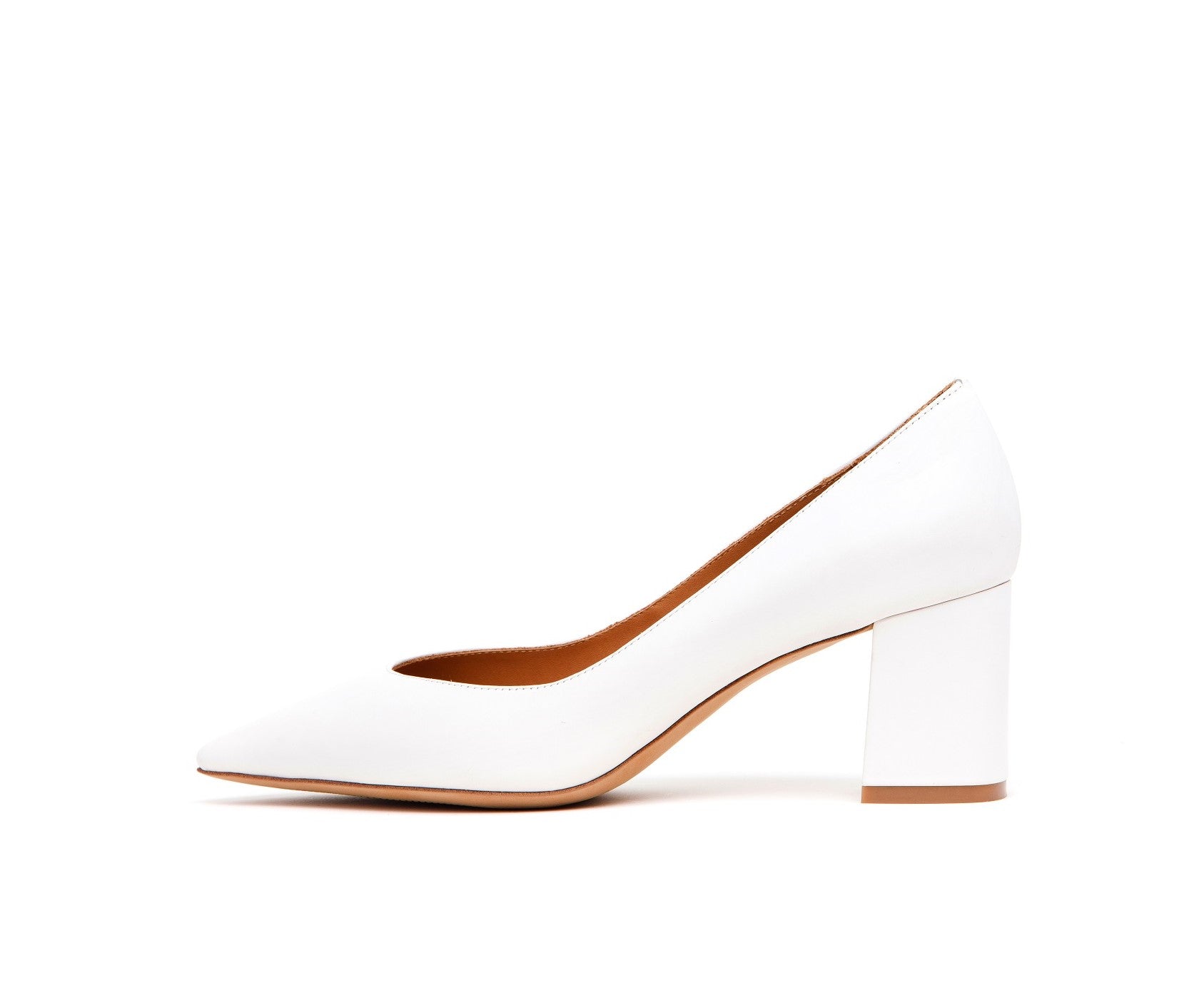 Toscana 77 mm Calfskin Leather Pointed Toe Classic Pumps - White