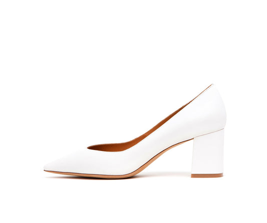 Toscana 77 mm Calfskin Leather Pointed Toe Classic Pumps - White
