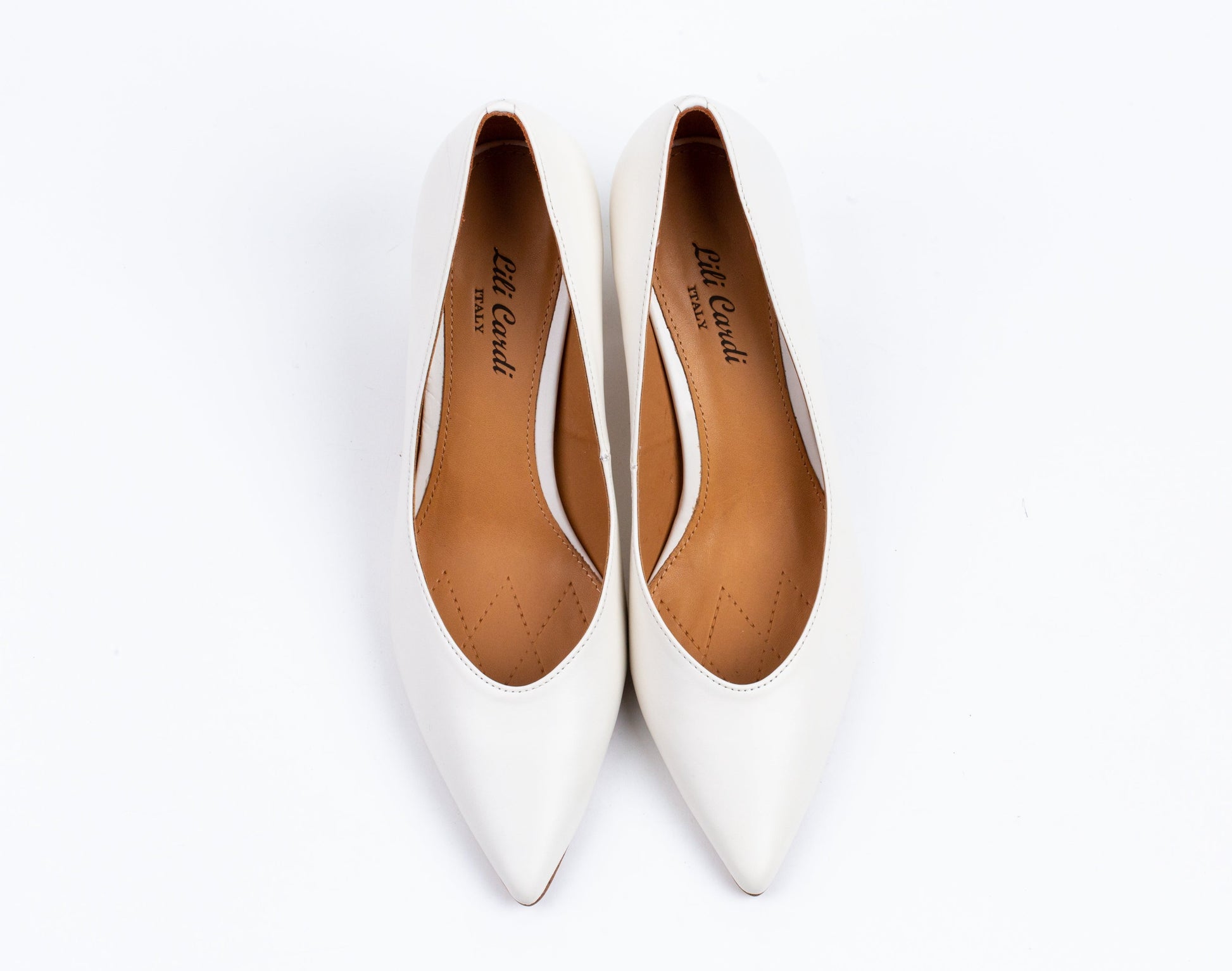 Toscana 77 mm Calfskin Leather Pointed Toe Classic Pumps - Pair in White from Top