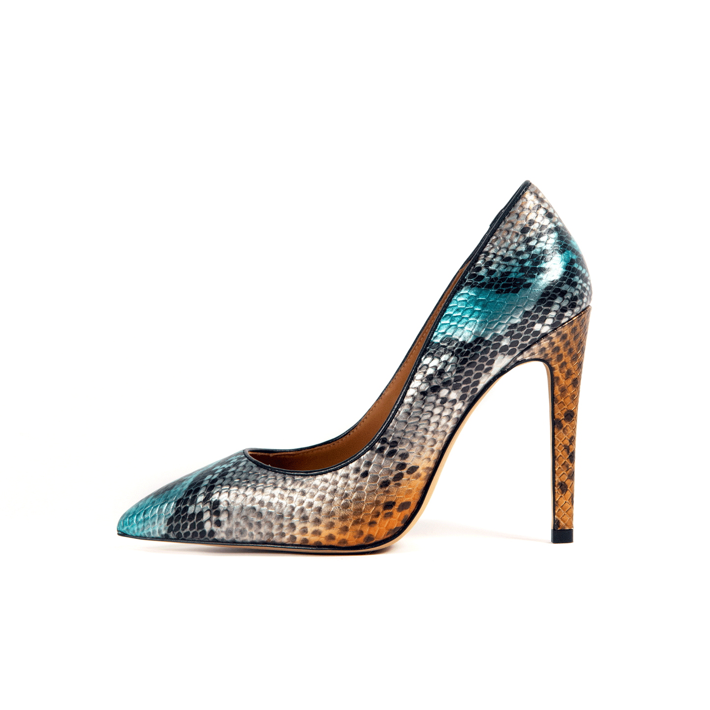 Pigalle 112 mm Python Pumps Embossed Metallic Leather - Side