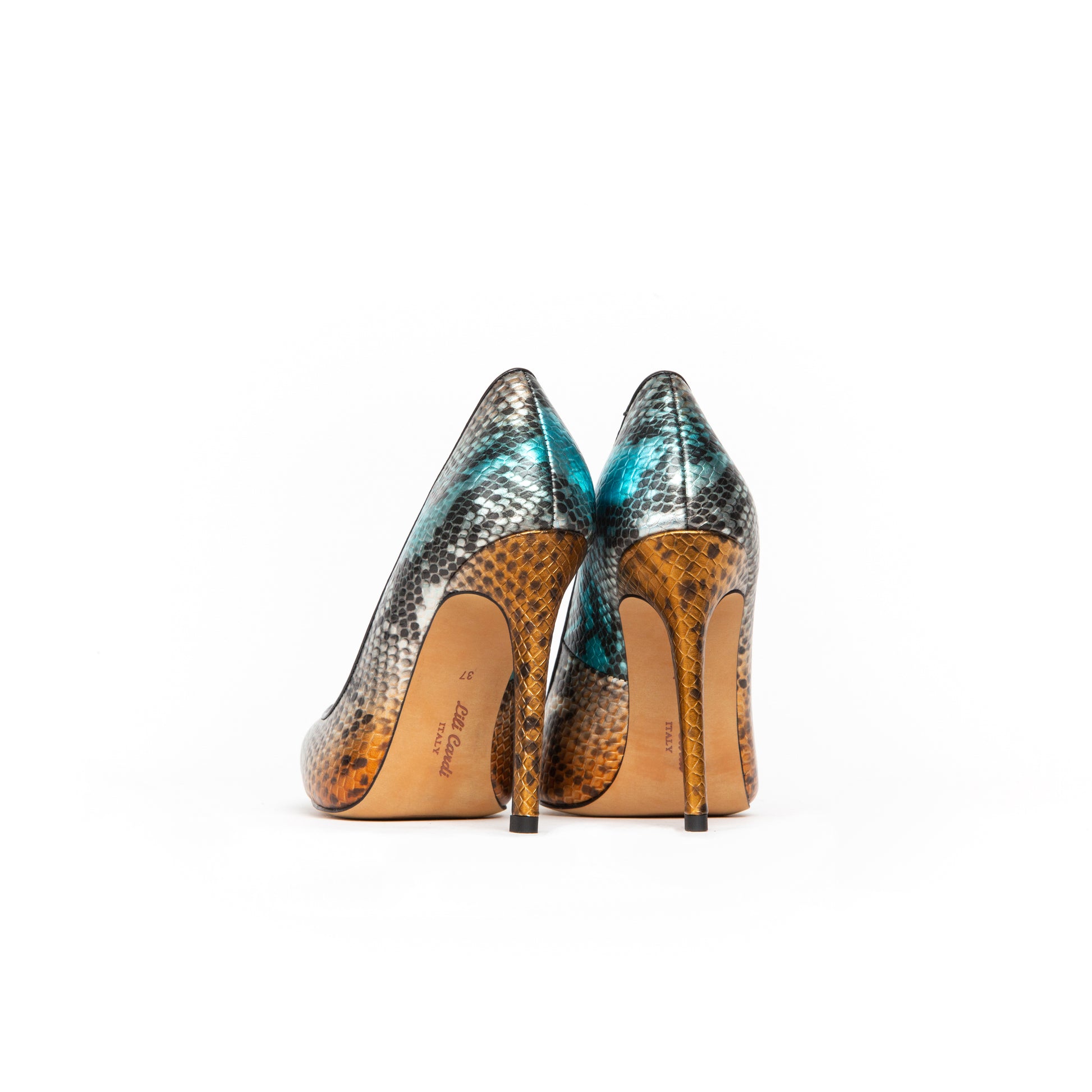 Pigalle 112 mm Python Pumps Embossed Metallic Leather - Pair from Back