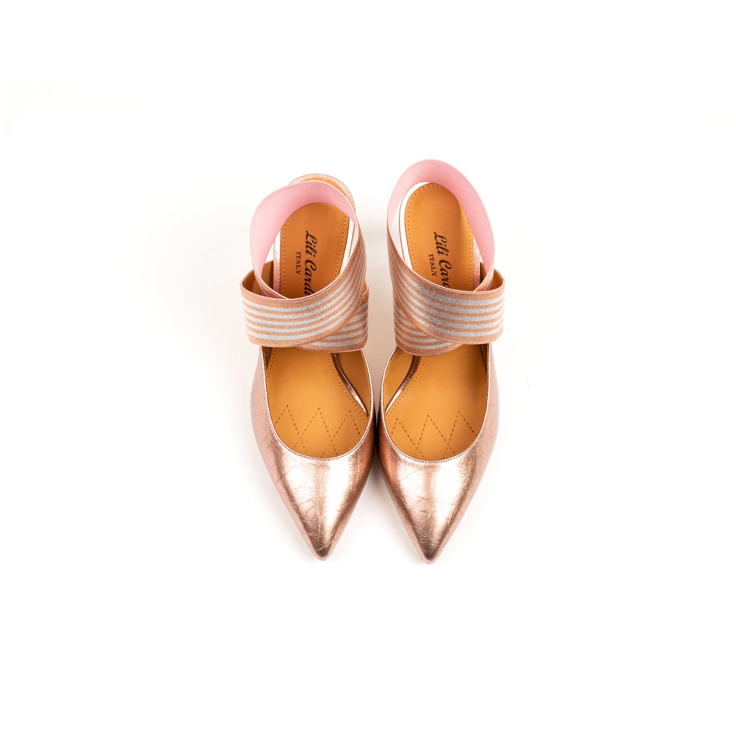 Slingback 77 mm Orange Slingback Heels with Pointed Toe Patent Leather Pair from Top