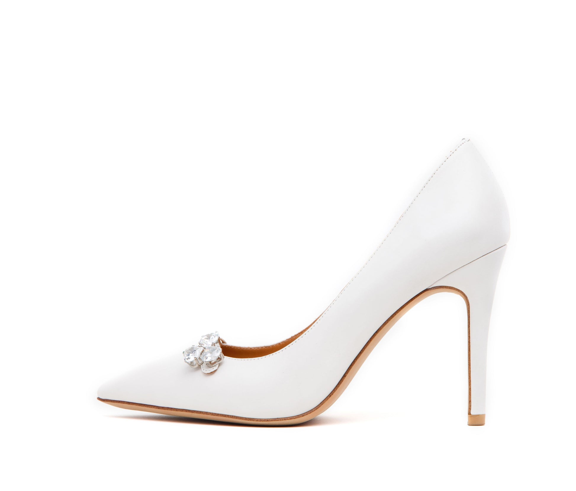 Ron Ron 102 mm White Wedding Heels Corneille Crystal Brooch