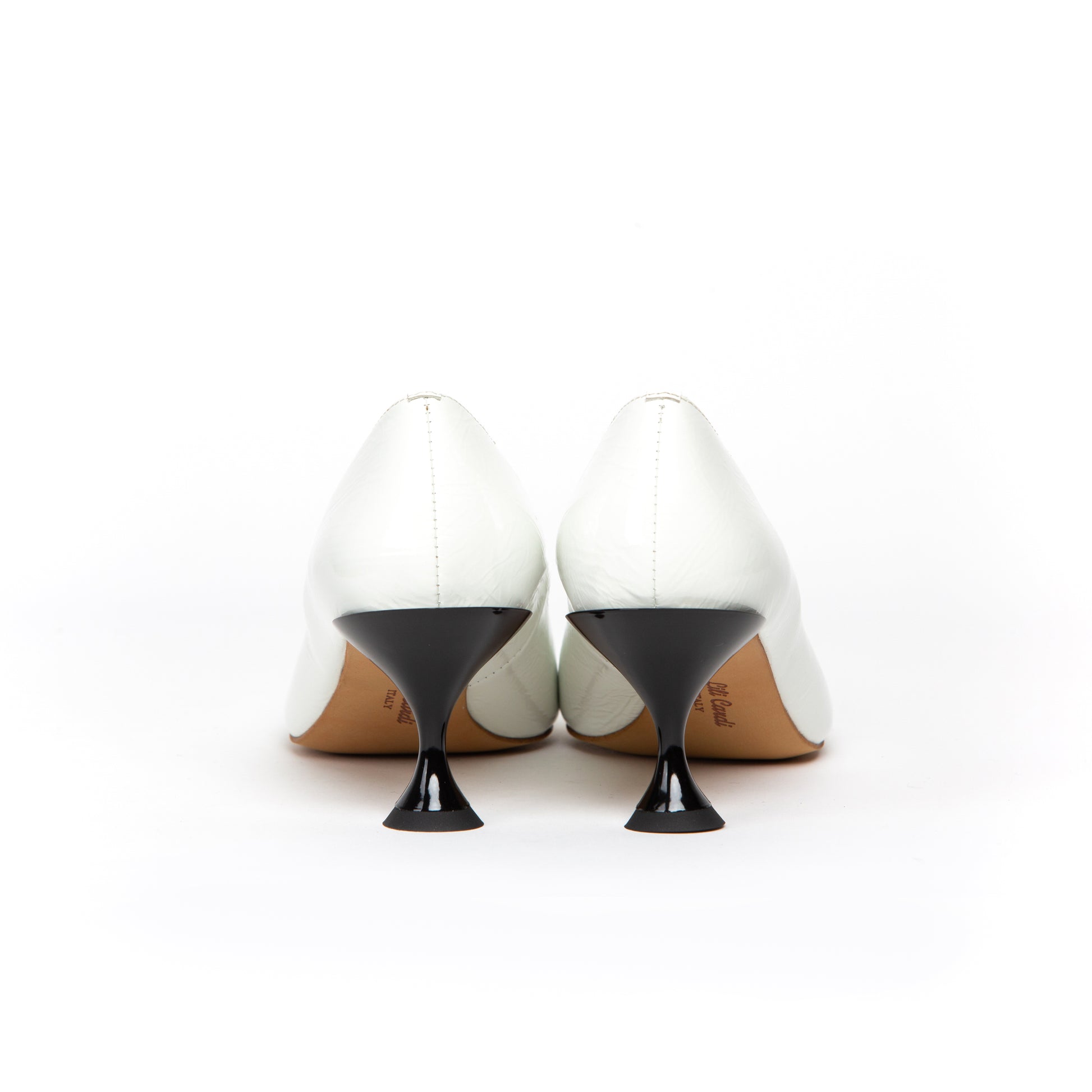 Spool 64 mm Patent Leather Pumps with Black Lacquered Spool Heel - Pair from Back