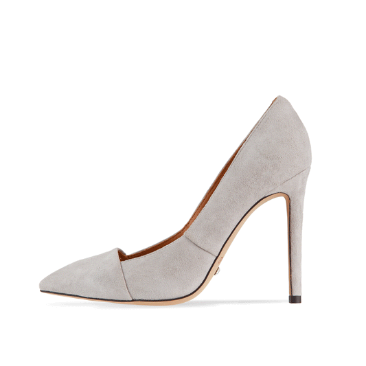 Scarpin 4.5" Suede Leather Decollete Pumps in Light Grey