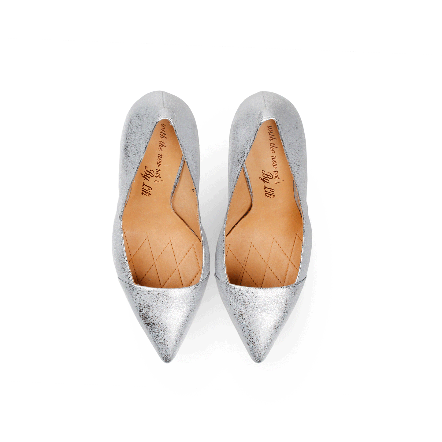 Scarpin 4.5" Nappa Leather Decollete Pumps Pair in Silver from Top