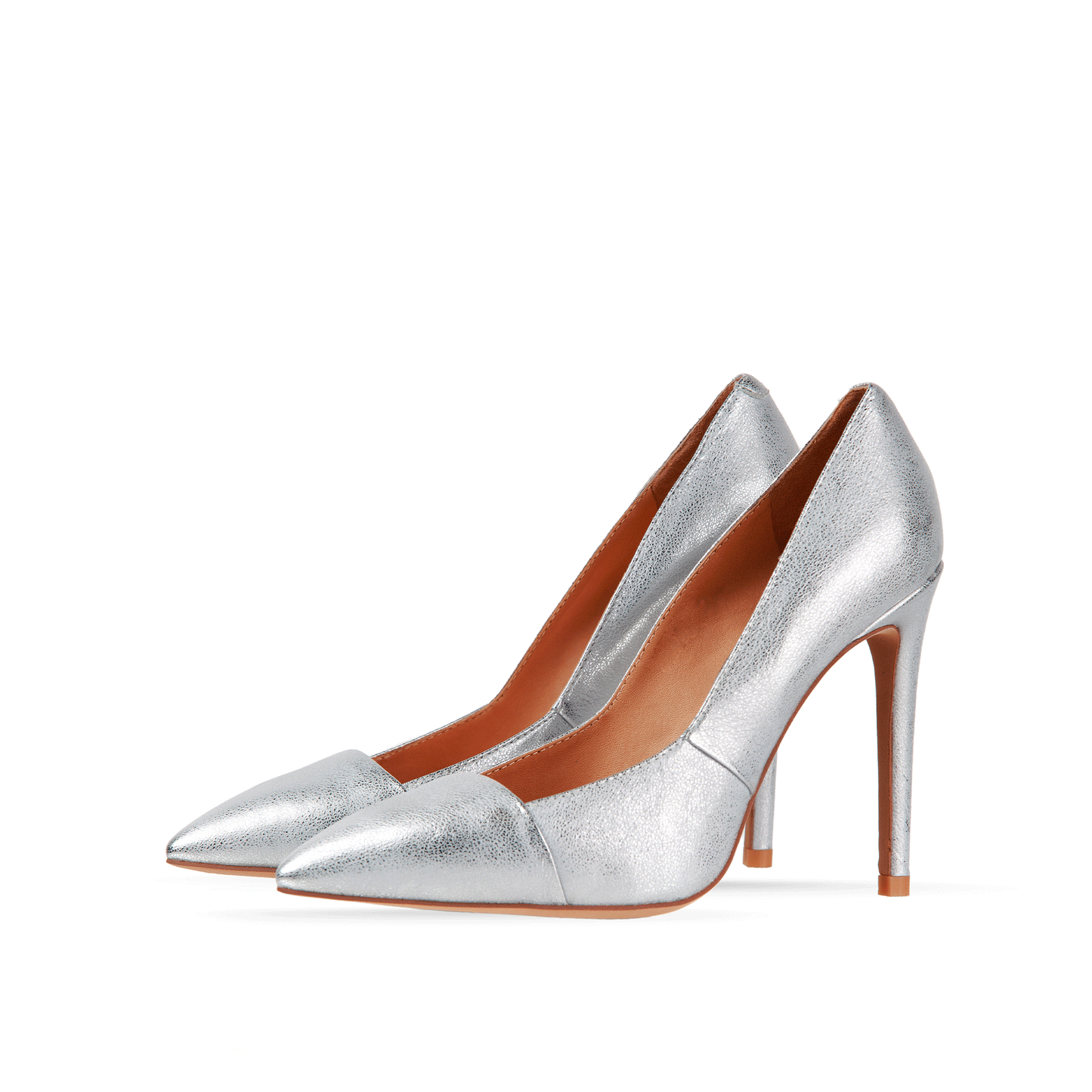 Scarpin 4.5" Nappa Leather Decollete Pumps Pair in Silver