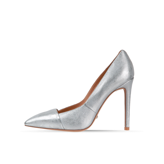 Scarpin 4.5" Nappa Leather Decollete Pumps in Silver