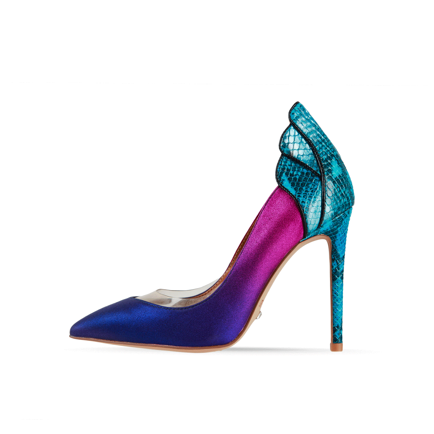 Icon 4.5" Foil Suede & Python Embossed Leather Pumps in Indigo-Magenta
