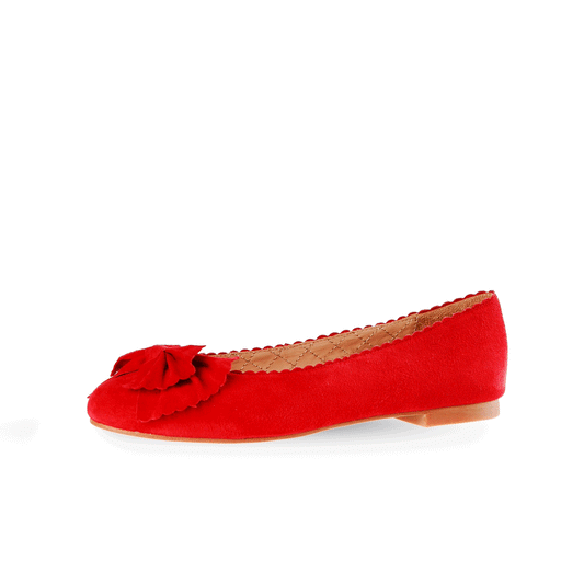 Velvet 15 mm Ballerina Flats with Bow Suede Leather
