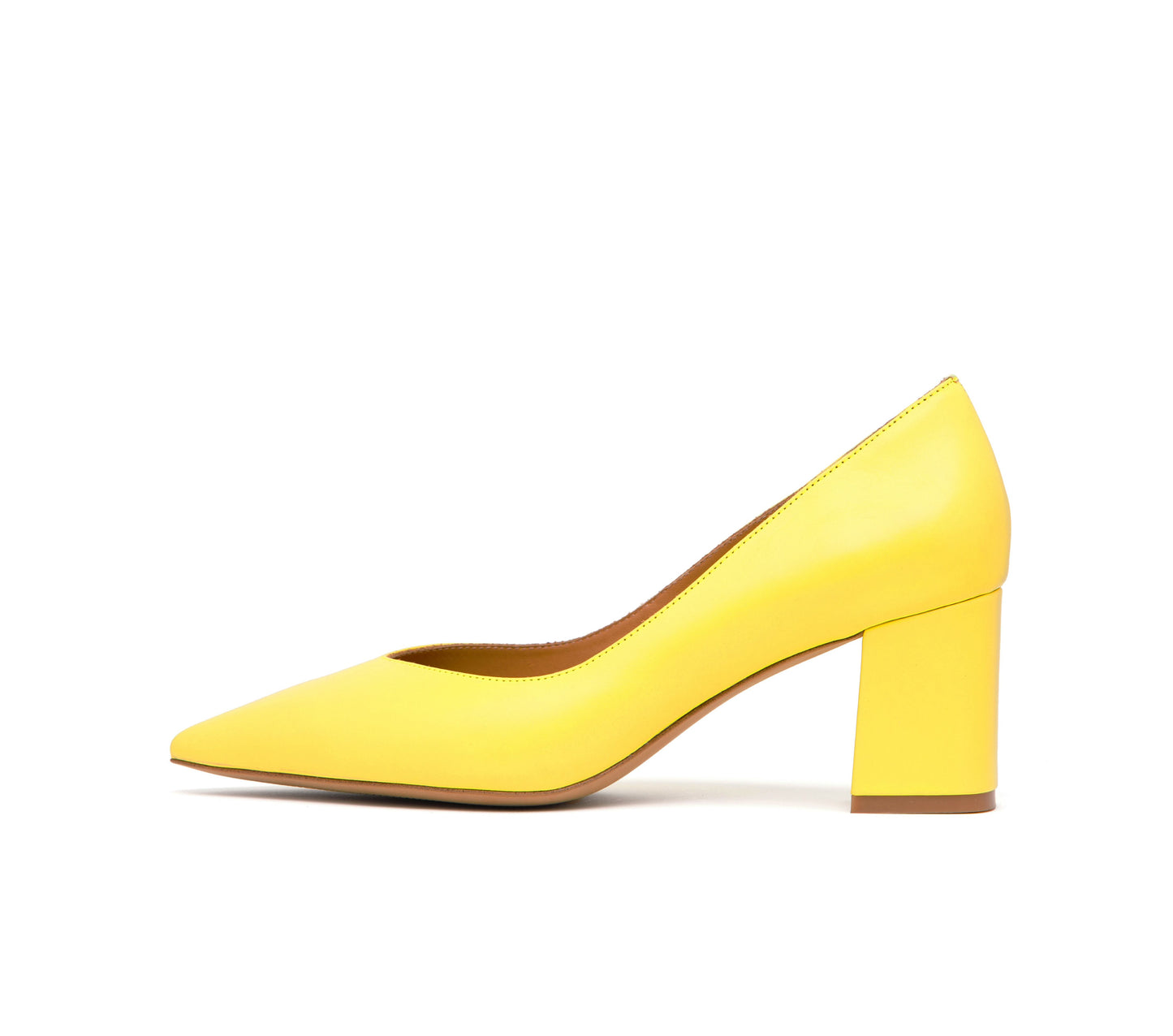 Toscana 3" Calf Leather Pumps in Lemon Yellow