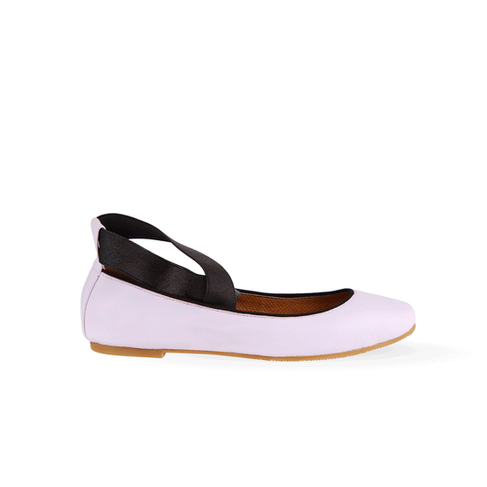 Pointe 15 mm Ballerina Flats Soft Nappa Leather Elastic Strap - Lilac