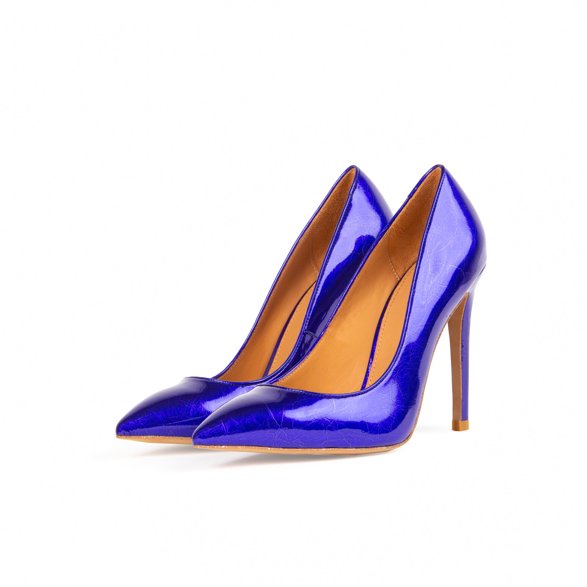 Pigalle 112 mm Royal Blue Pointed Toe Heels Deep Vamp Patent Leather Pair