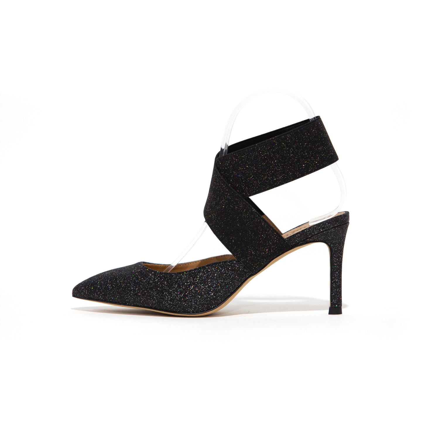 Slingback 77 mm Black & Multicolor Slingback Heels with Pointed Toe Glitter Leather