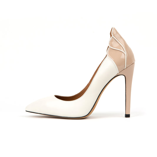 Diva 112 mm Wedding High Heels - Pastel White & Nude