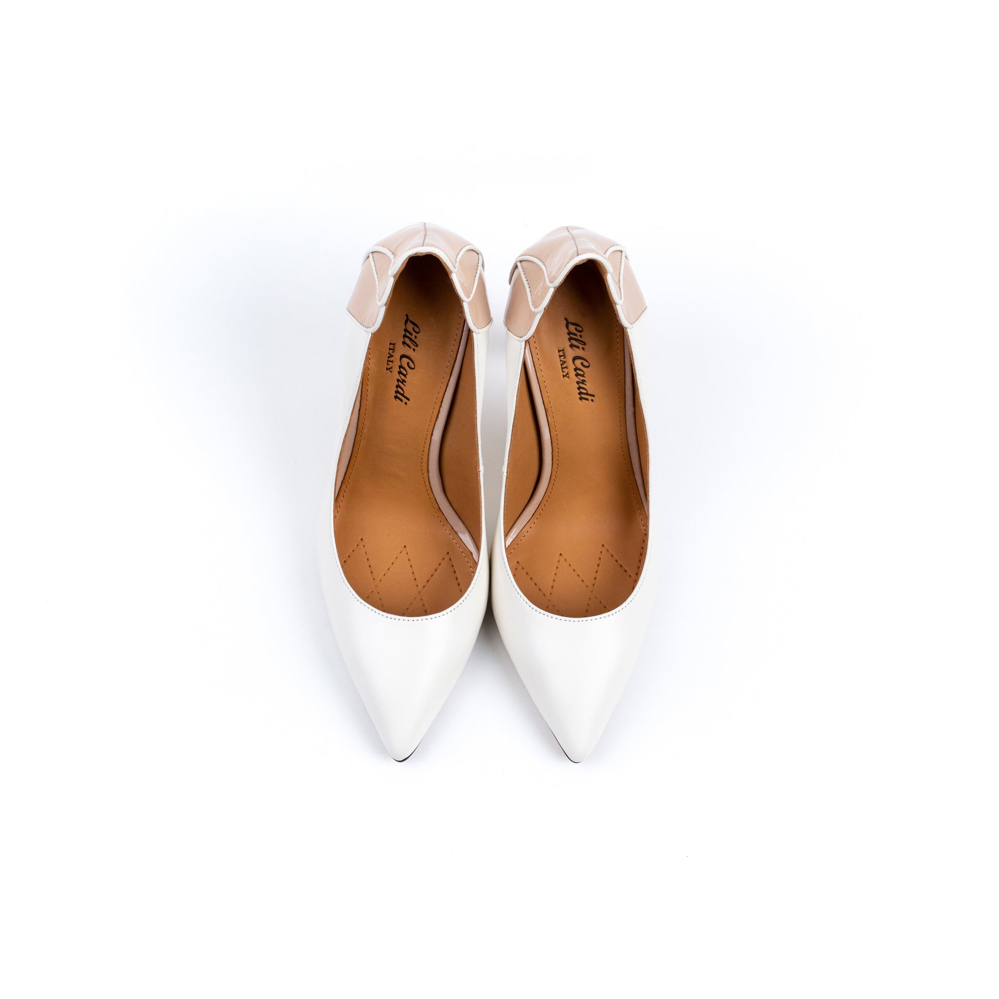Diva 112 mm Wedding High Heels - Pastel White & Nude Pair from Top