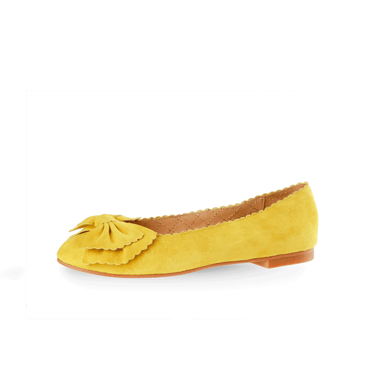 Velvet 15 mm Ballerina Flats with Bow Suede Leather - Yellow