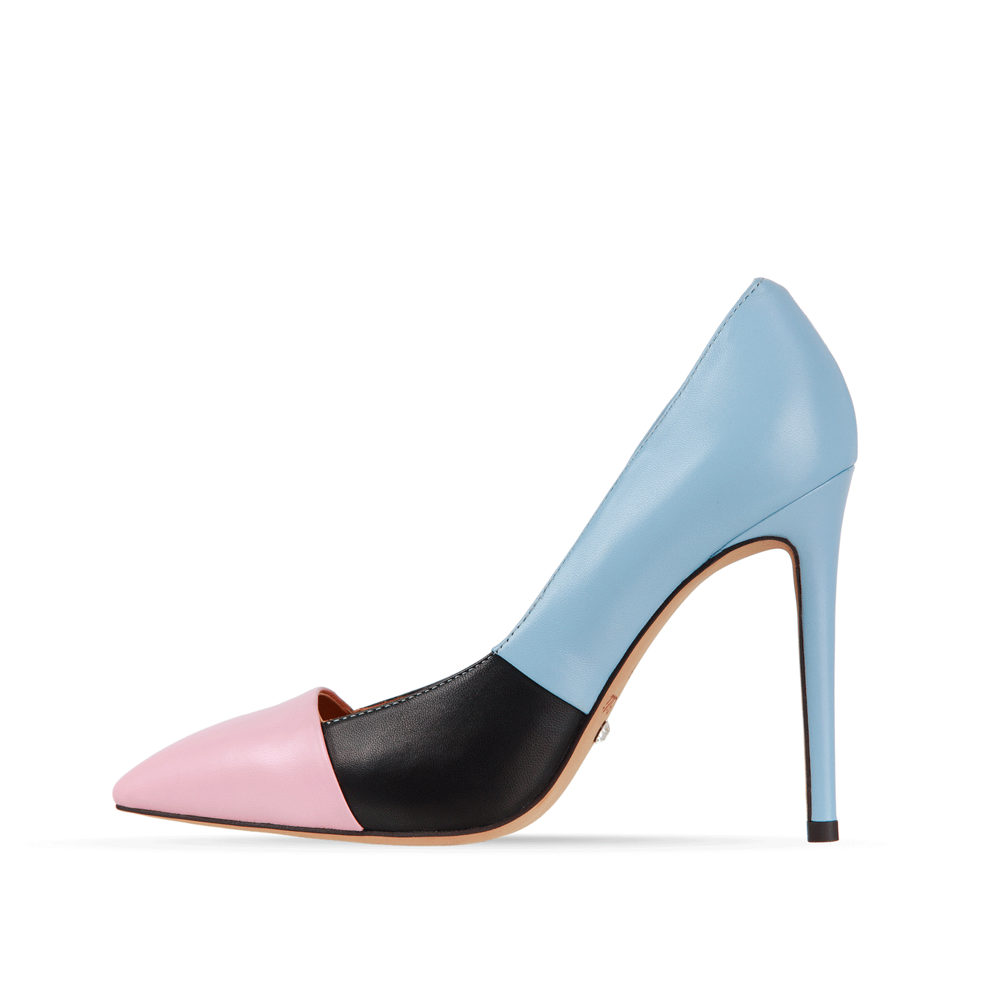 Scarpin 4.5" Nappa Leather Decollete Pumps in Powder Pink & Blue