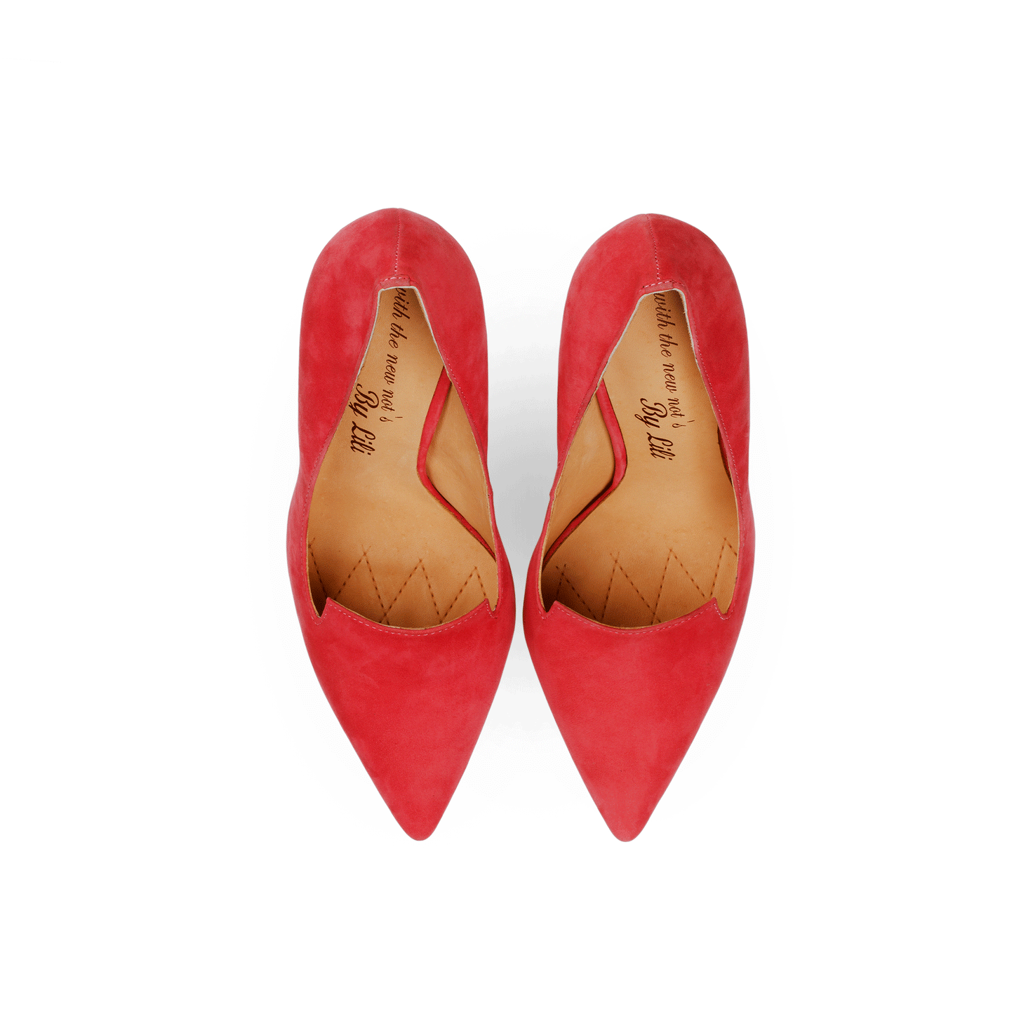 Collare 4.5" Nubuk Leather Pointed-Toe Pumps Pair in Cerise Red from Top