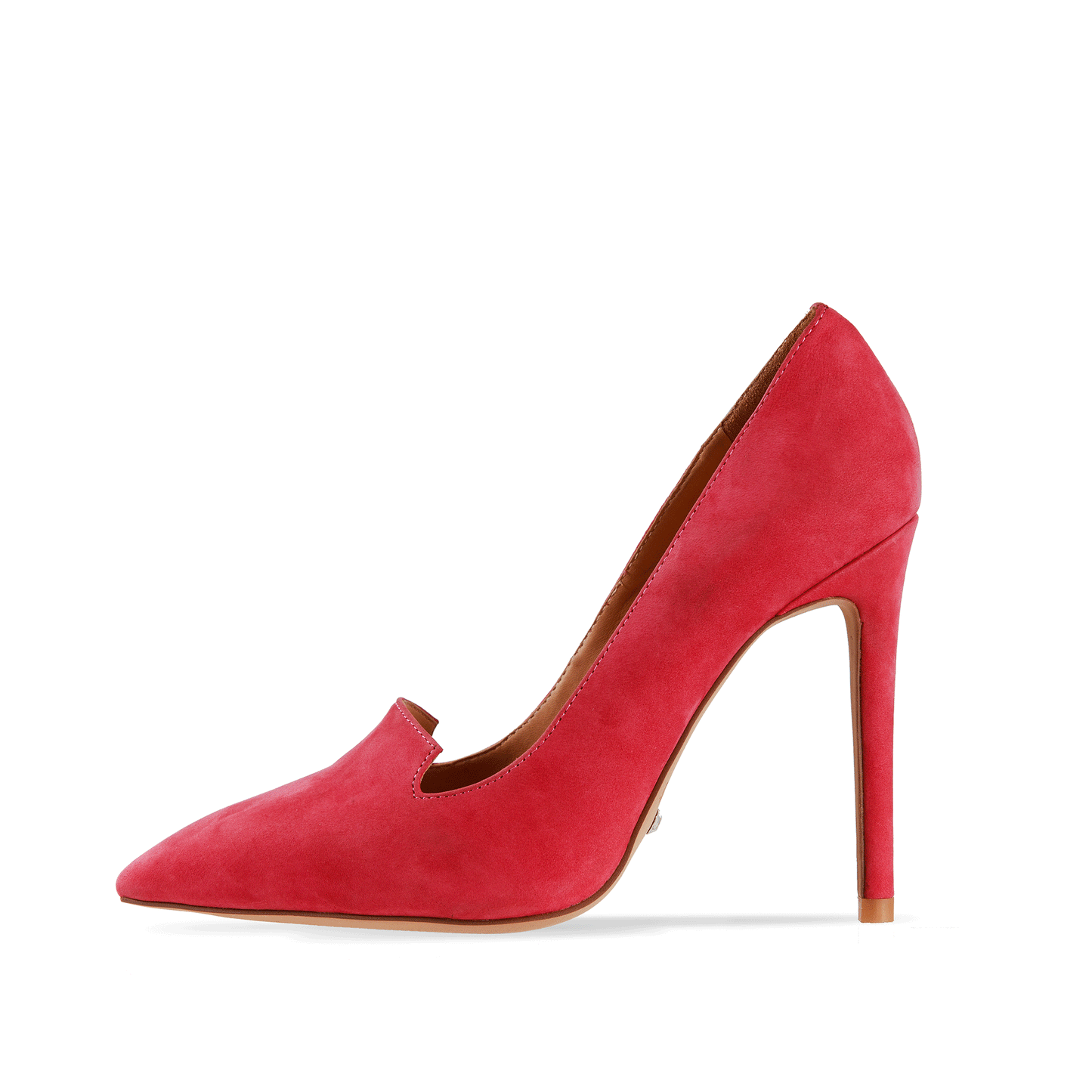 Collare 4.5" Nubuk Leather Pointed-Toe Pumps in Cerise Red